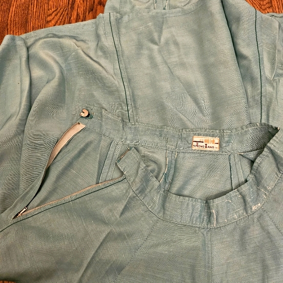 vintage circle skirt midi knee length high waisted size XS 24 80s teal Epaulette - Picture 2 of 6